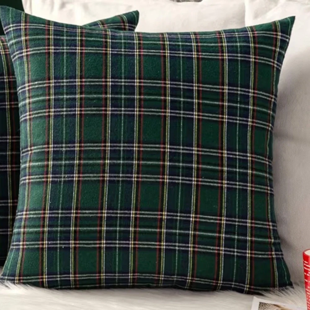 🆕 RL Style Christmas Tartan Plaid Pillow Covers Euro Red Green Classic 24” x 24”